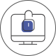 Icono de un candado sobre la pantalla de un ordenador. Representa la amenaza en ciberseguridad que suponen los sistemas vulnerables.