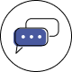 Icono de un bocadillo de diálogo con tres puntos dentro, que representa la consultas sobre ciberseguridad.
